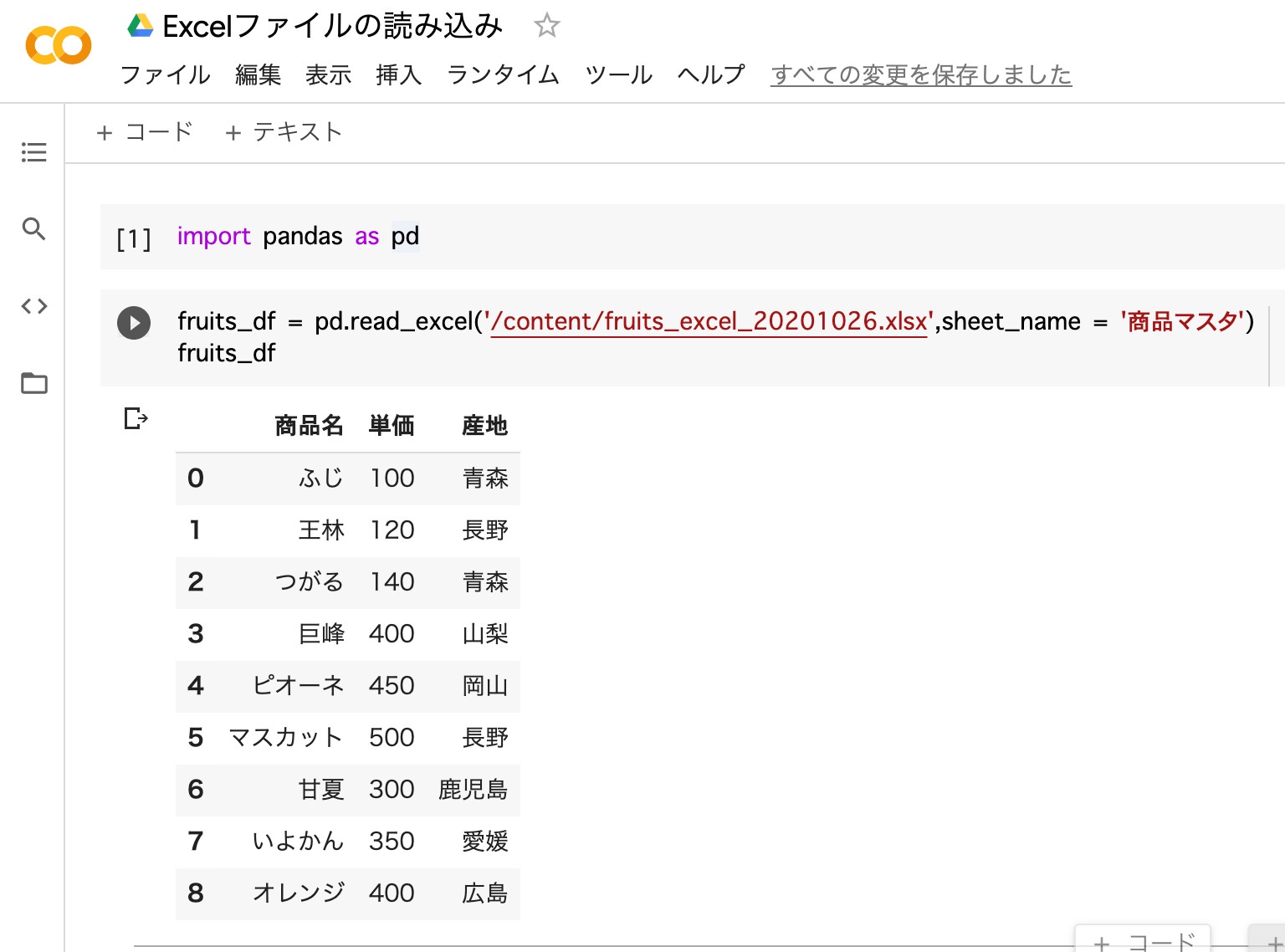 pandas_Excelファイルの読み込み
