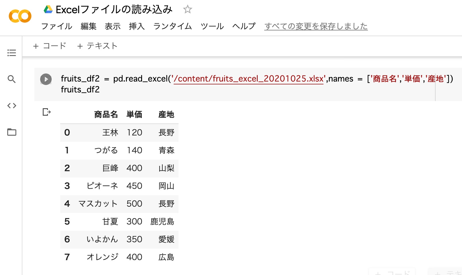 pandas_Excelファイルの読み込み